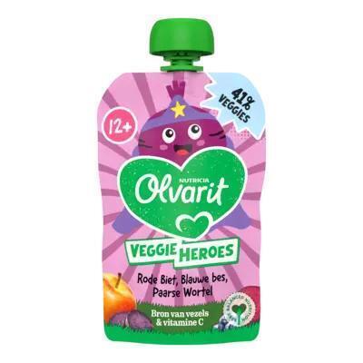 Olvarit 12+ Maanden Knijpfruit Rode Biet, Paarse Wortel, Bosbes 100g (100g)