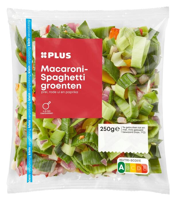 PLUS Macaroni-spaghetti groenten kvp (Zak, 250g)