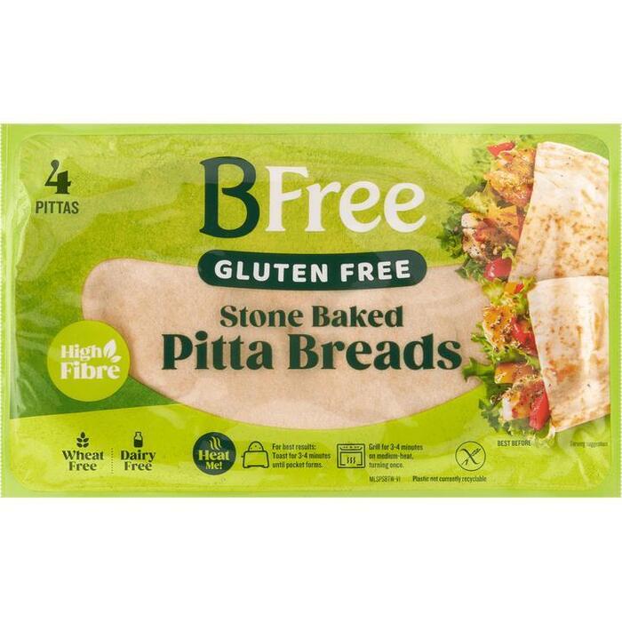 BFree Be Wheat & Gluten Free Pitta Breads Stone Baked 4 x 55 g (220g)