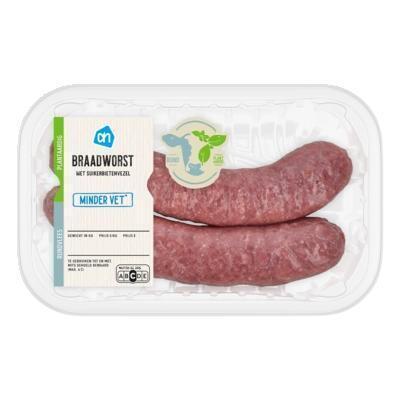 AH Braadworst minder vet 2 stuks (2 × 100g)