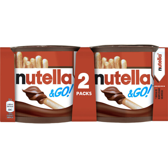 Nutella & Go! 2 Stuks (plastic, 2 × 39g)