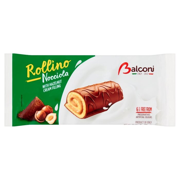 Balconi Rollino Nocciola with Hazelnut Cream Filling 6 x 37 g (Pak, 37g)