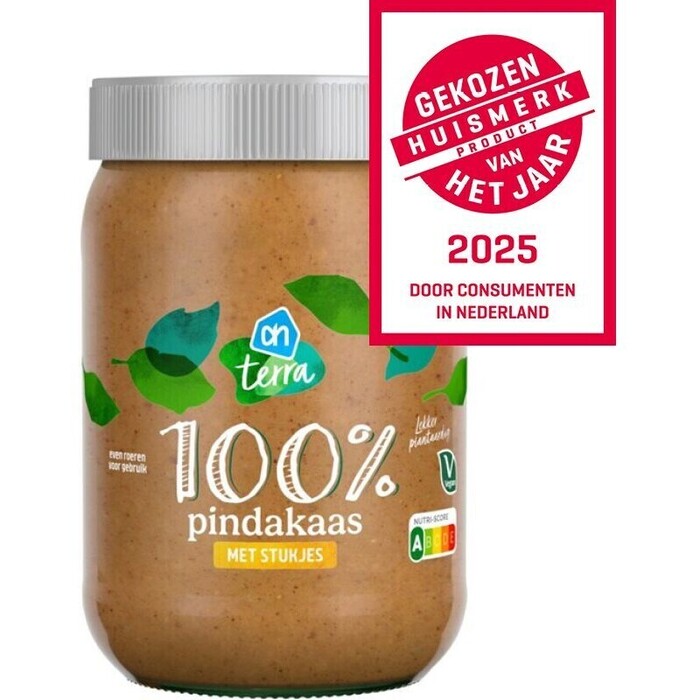 AH Terra 100% pindakaas met stukjes pinda (600g)