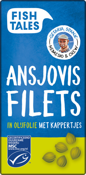 Fish Tales Ansjovisfilet in oo met kappertjes (50g)