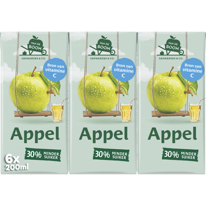 Van de Boom Appel met scheutje water 30% min suiker (6 × 200ml)