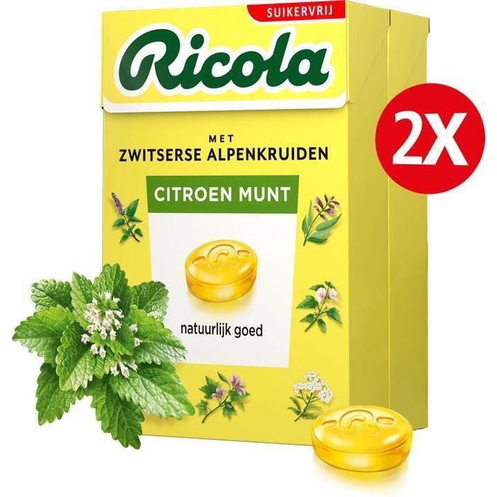 Ricola Citroen Munt Suikervrij Pastilles 2 x 50 g (2 × 50g)