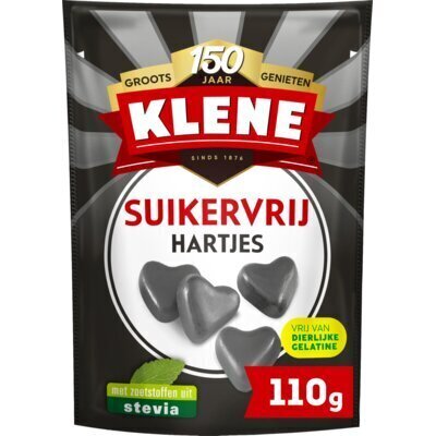 Klene Suikervrij Zoethouten Hartjes 110 g (Zak, 110g)