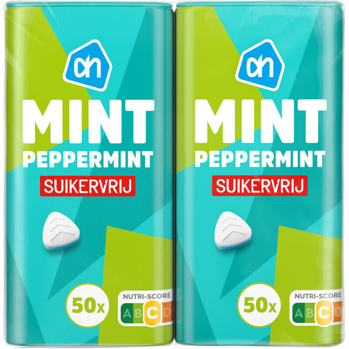 AH Mint peppermint suikervrij 2-pack (70g)