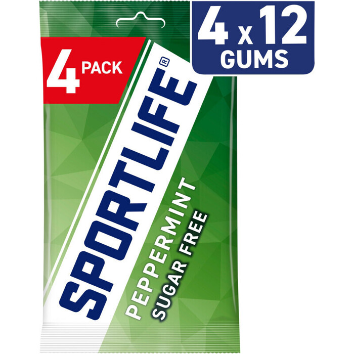 Sportlife Sugar Free Gums Peppermint 4 x 18g (72g)
