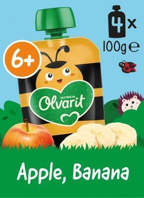 Olvarit Knijpfruit Appel Banaan 6+ Maanden 4 x 100 g (400g)