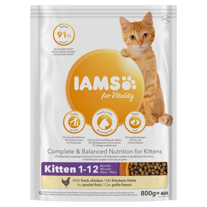Iams for Vitality Kitten 1-12 Months with Fresh Chicken 800 g (800g)