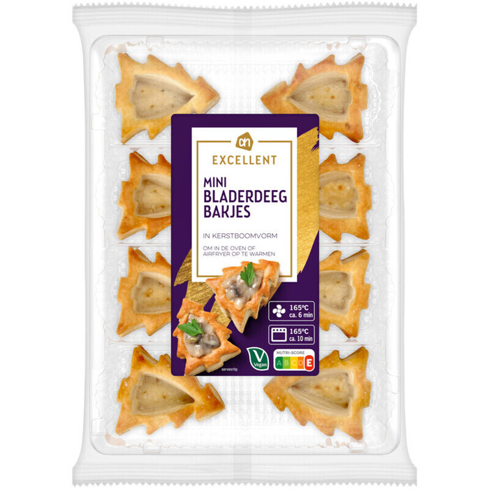 AH Excellent Mini bladerdeegbakjes kerstboomvorm (68g)