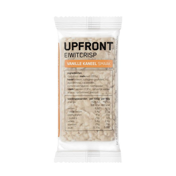 Upfront Eiwitreep Cripsy Vanille Kaneel 50g (50g)