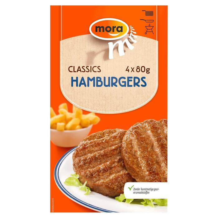 Mora Classics Hamburgers (Doos, 4 × 80g)