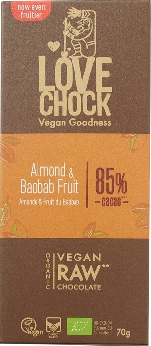 Chocotablet almond & baobab 85% (reep, 70g)