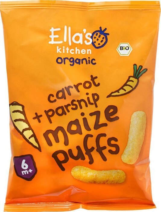 Ella's Kitchen Organic Carrot + Parsnip Maize Puffs 6+ Maanden 20g (Zak, 20g)