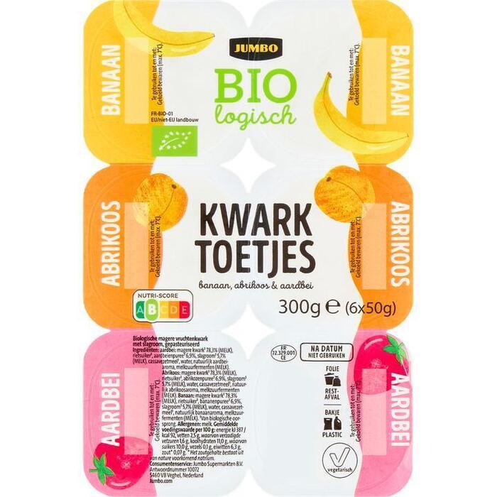 Jumbo Kwark Toetjes Banaan Abrikoos Aardbei Biologisch 6 x 50g (6 × 50g)
