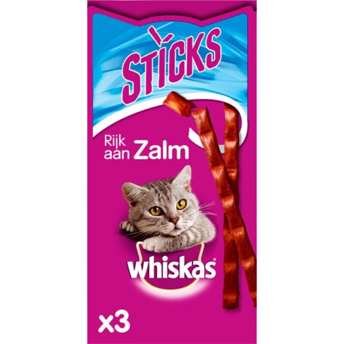 Whiskas Kattensnacks zalm 3 sticks (Set, 18g)