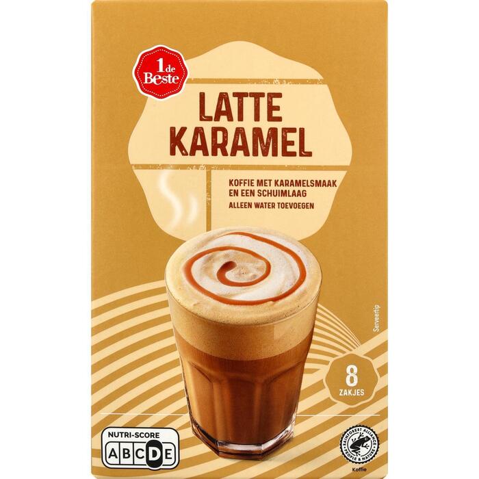 1 de Beste Oploskoffie latte karamel 8 st. (136g)