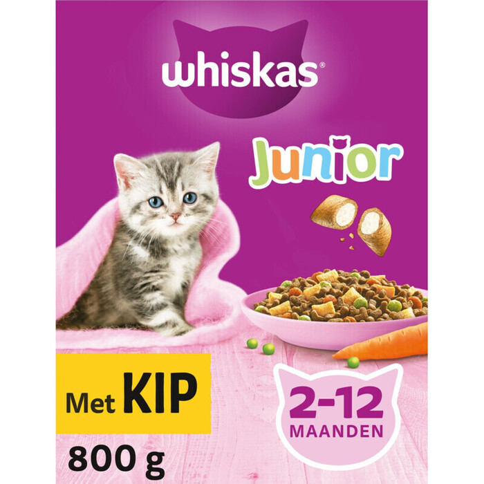 Whiskas Junior droge brokjes Kip kittenvoer 800 g (800g)