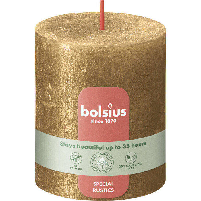 Bolsius Shine rustiek 8 cm goud