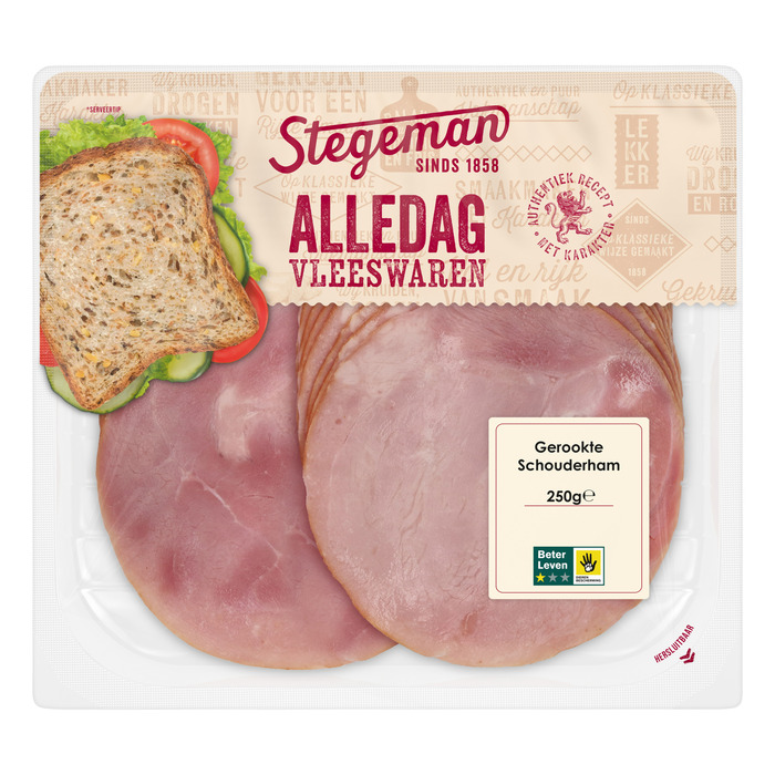 Stegeman Alledag Vleeswaren Gerookte Schouderham 250 g (20 × 12.5g)