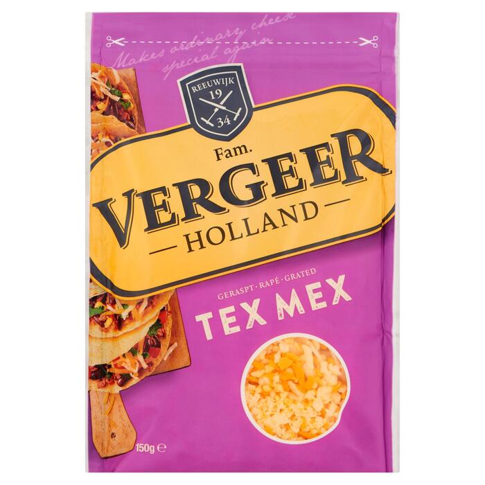 Vergeer Tex mex geraspte kaas (Zak, 150g)