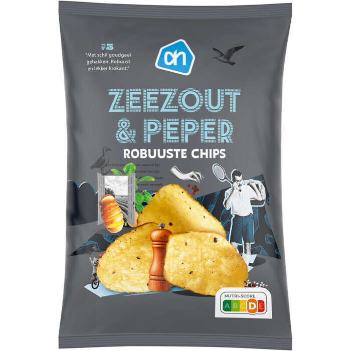AH Robuuste chips zeezout en peper (150g)