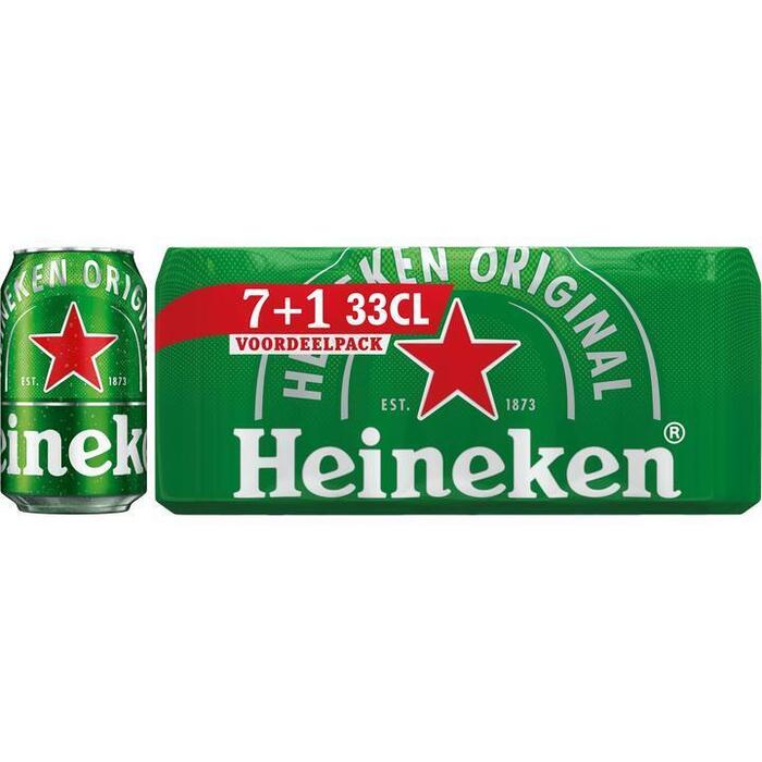 Heineken Premium Pilsener Bier Blik 7+1 x 33 cl (8 × 33cl)