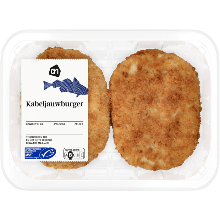 Gebakken kabeljauwburger (bak)