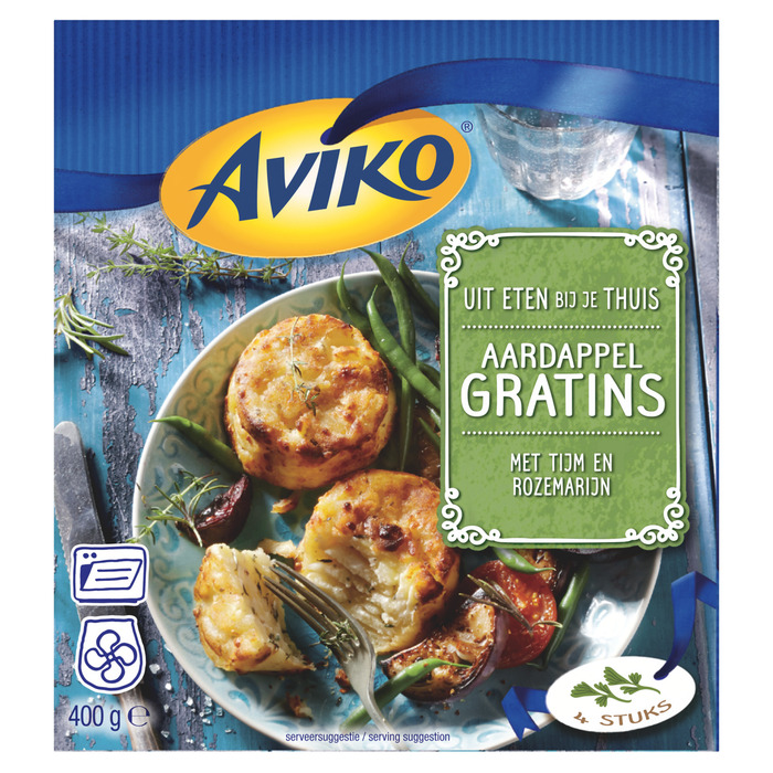 Aviko Aardappel Gratins met Tijm en Rozemarijn 4 Stuks 400 g (4 × 100g)