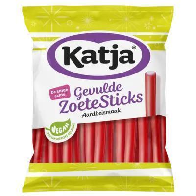 Katja Gevulde zoete sticks aardbei (125g)