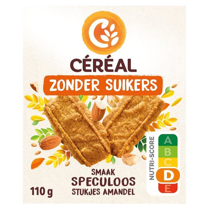 Céréal Minder Suikers Smaak Speculoos en Stukjes Amandelen 10 Koekjes 113 g (Stuk, 110g)