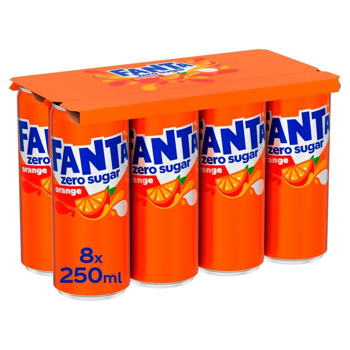 Fanta No Sugar Orange 8 x 250 ml (Set, 2L)