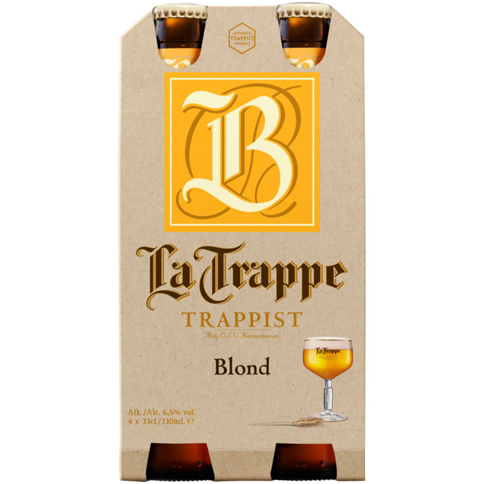La Trappe Trappist Blond Flessen 4 x 330 ml (4 × 33cl)