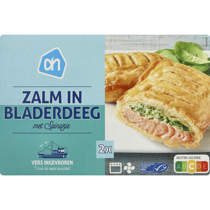 AH Krokante zalm in bladerdeeg spinazie (2 × 150g)