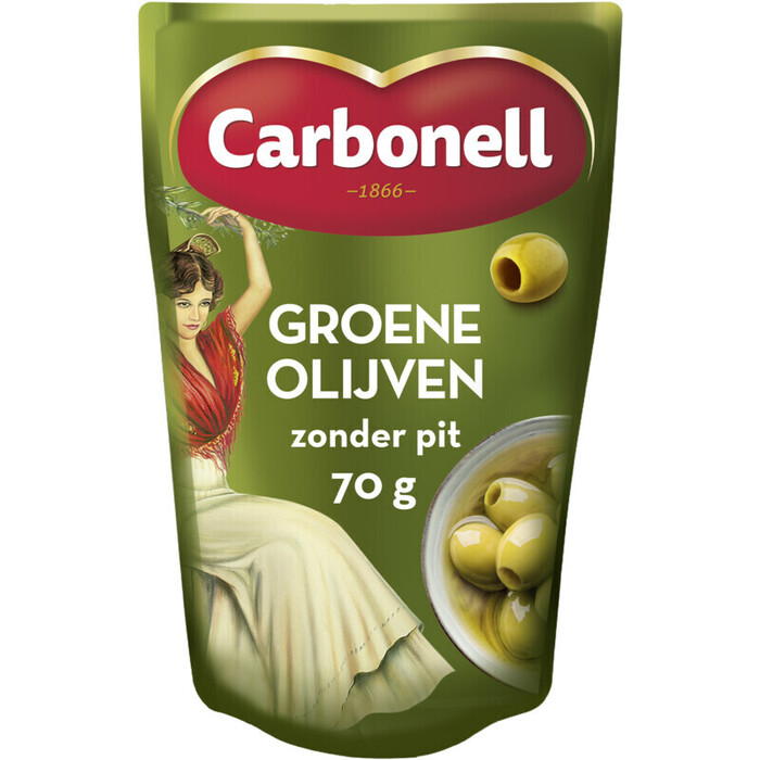 Carbonell Groene olijven zonder pit (Zak, 180g)