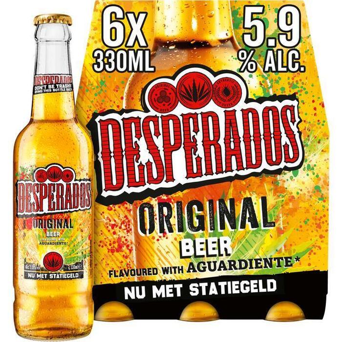 Desperados Original Beer Aguardiente Flessen 6 x 330 ml (6 × 33cl)