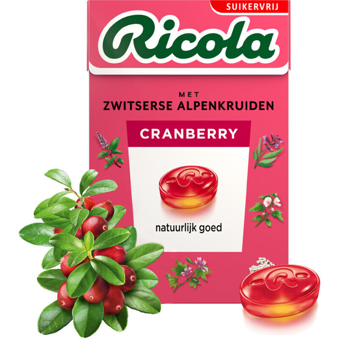 Ricola Cranberry suikervrij (50g)