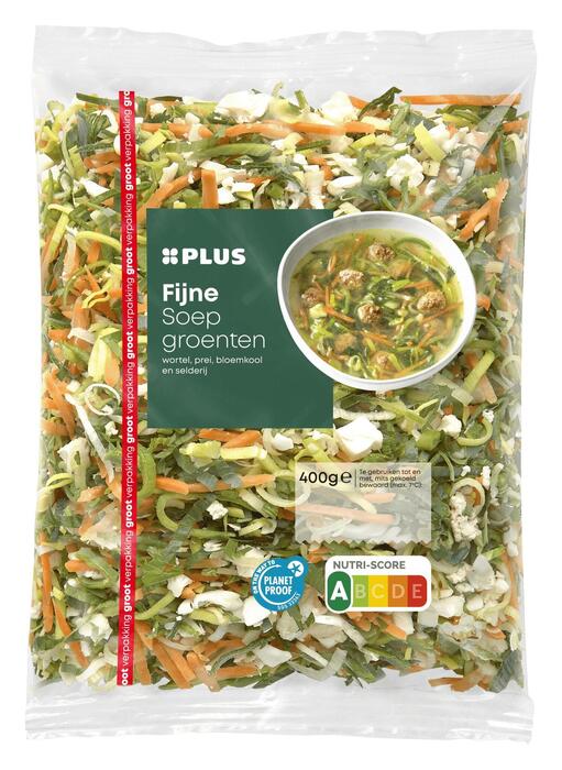 PLUS Soepgroenten fijn gvp (Zak, 400g)