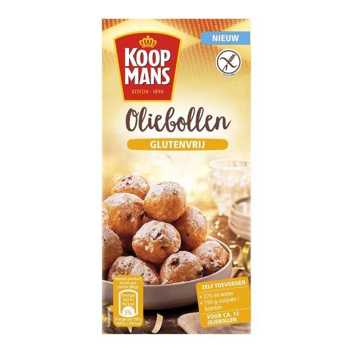Koopmans Oliebollen glutenvrij 250 g (Doos, 250g)