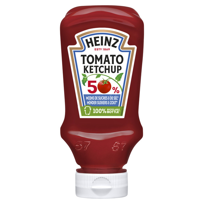 Heinz Tomaten ketchup 50% minder suikers&zout (Fles, 220ml)