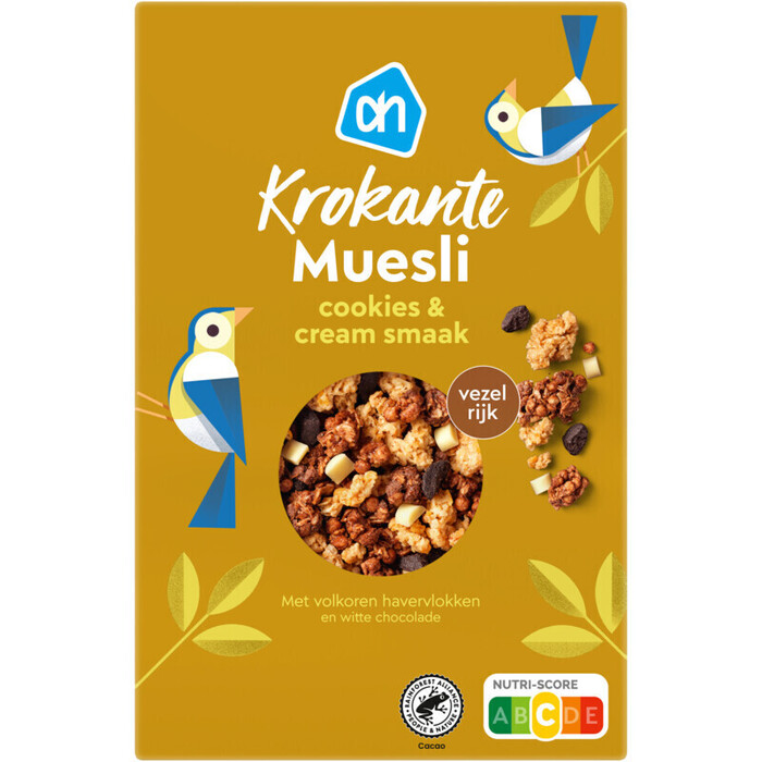 AH Krokante muesli cookies & cream smaak (400g)