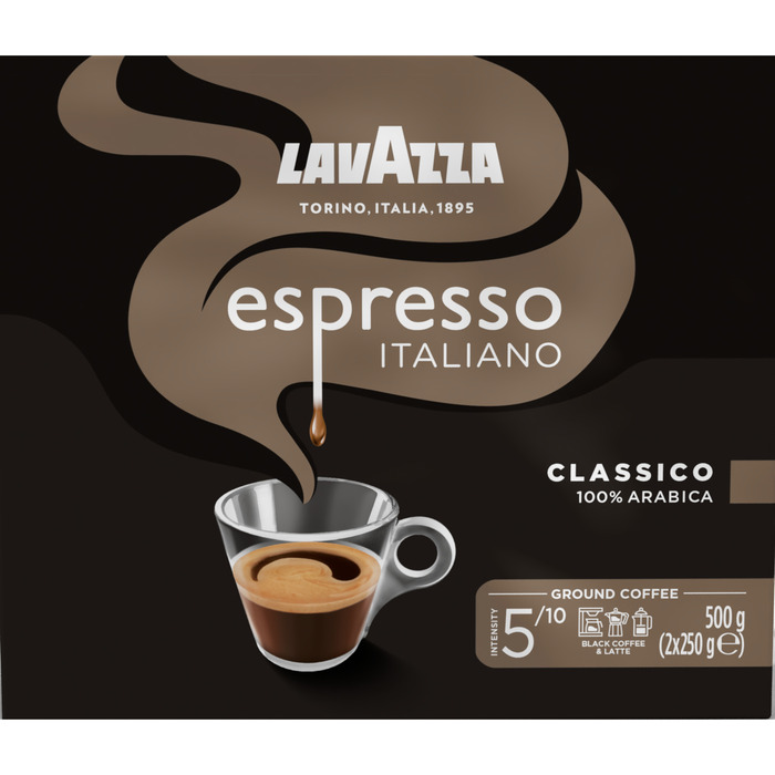 Lavazza Espresso Italiano Classico Ground Coffee 500g (2 × 250g)