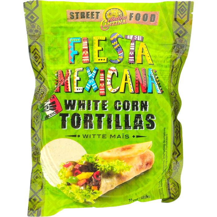Antica Cantina Street Food Fiesta Mexicana Witte Maïs Tortillas 10 Stuks (250g)