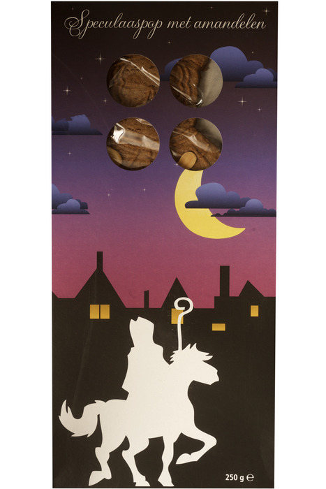 Speculaaspop met amandelen (doos, 250g)