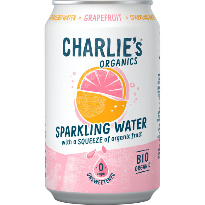 Charlie's Organics Grapefruit Bruisend Water & Geperst Fruit 330ml (33cl)