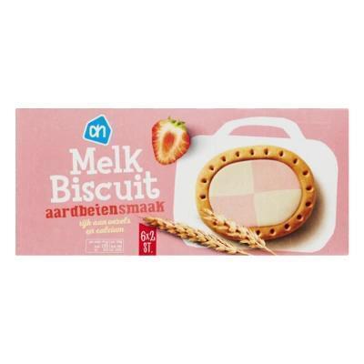 AH Melkbiscuit aardbei-melk (6 × 40.8g)