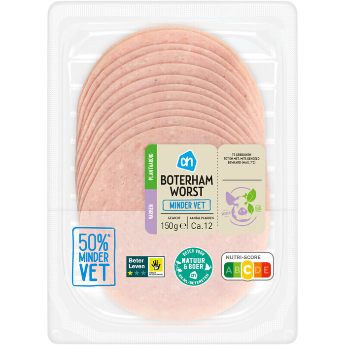 AH Boterhamworst minder vet (150g)