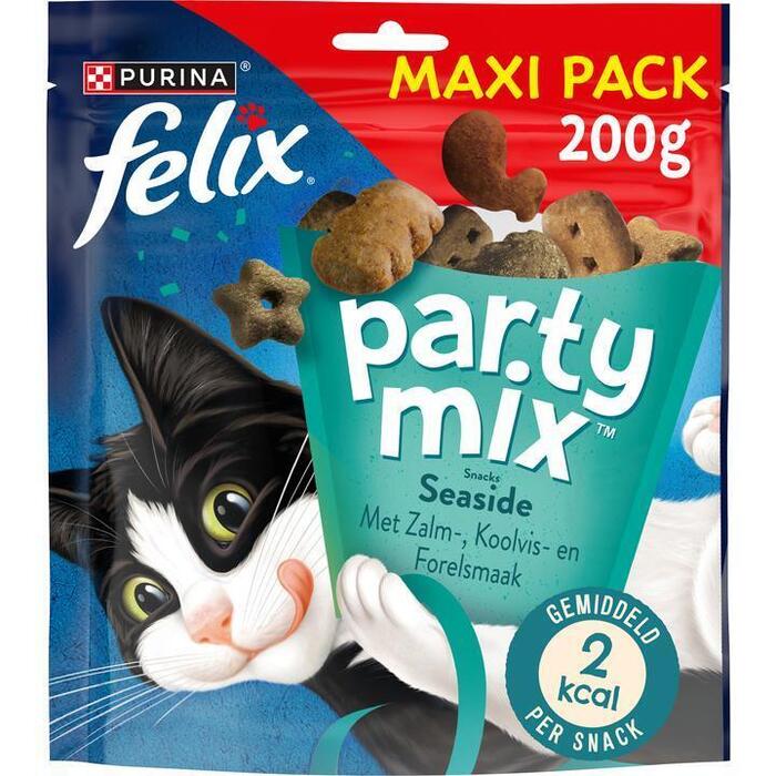PURINA® FELIX Party Mix Snacks Seaside met Zalm-, Koolvis- & Forelsmaak 200 g (Zak, 200g)
